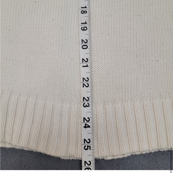 Women's LRL Lauren Jeans Co Ivory Mock Neck Sweater Brass Buckles Size M/L - Picture 6 of 12